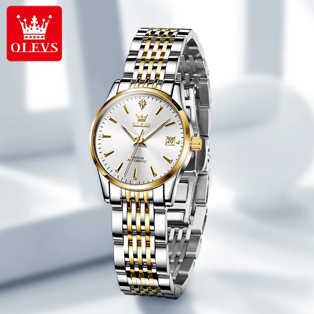

OLEVS 6635 custom oem logo luxury stainless steel Classic Fashion Luxury calendar Mechanical Watch For Women's Automatic watch