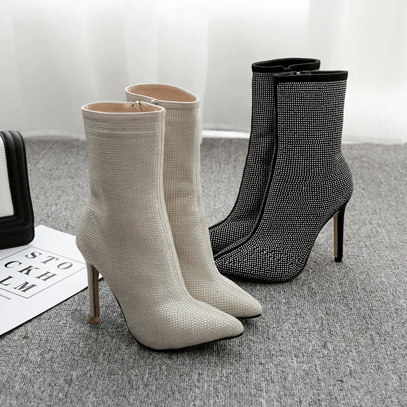 

ladies fashion high heel shoes square heel sexy sandals women shoes lady Rhinestone breathable winter boots high heels