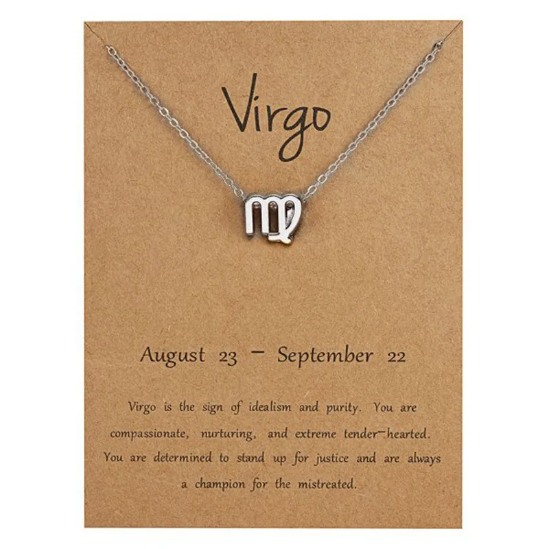 

Jachon Birthday Gift Gold Plated 12 Zodiac Sign Pendant Card Charm Gold Chain Choker Astrology Necklace Jewelry For Women, Picture shows