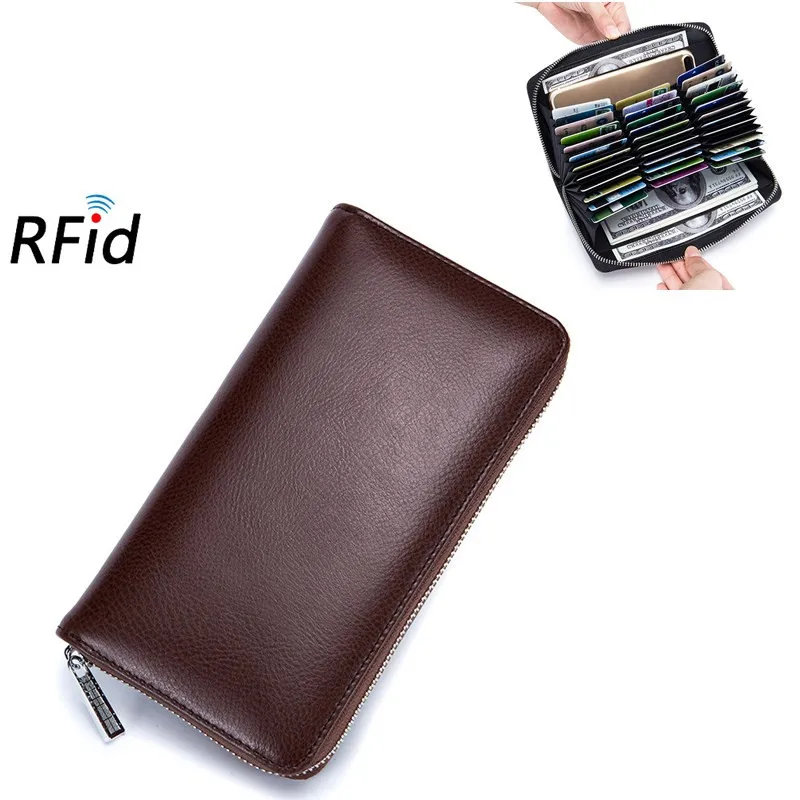 

Wholesale Handmade Wallet RFID Long Male Credit Card Holder Clutch Mens Genuine Leather Lambskin Wallet Man, Many colors