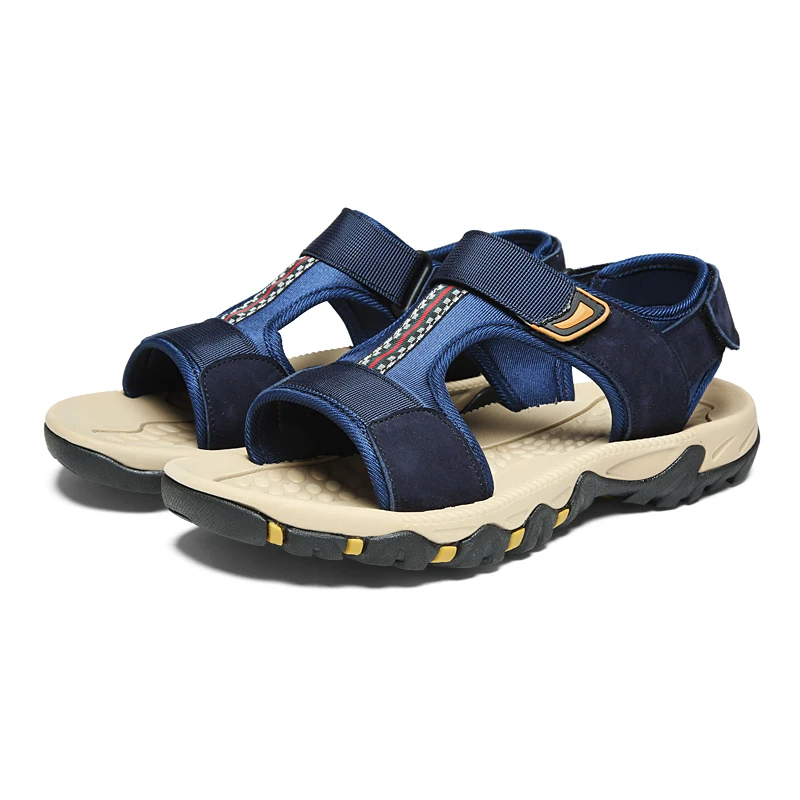 

New Mens Cool Summer Outdoor Beach Non-slip Comfortable Lightweight Black Casual Breathable Mens Leather Sandals