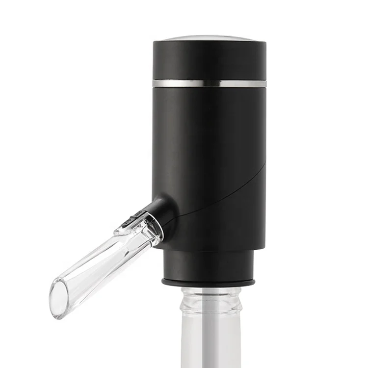 

Portable electric ABS Wine Aerator and home beverage smart wine dispenser with stainless steel straw, Black and silver