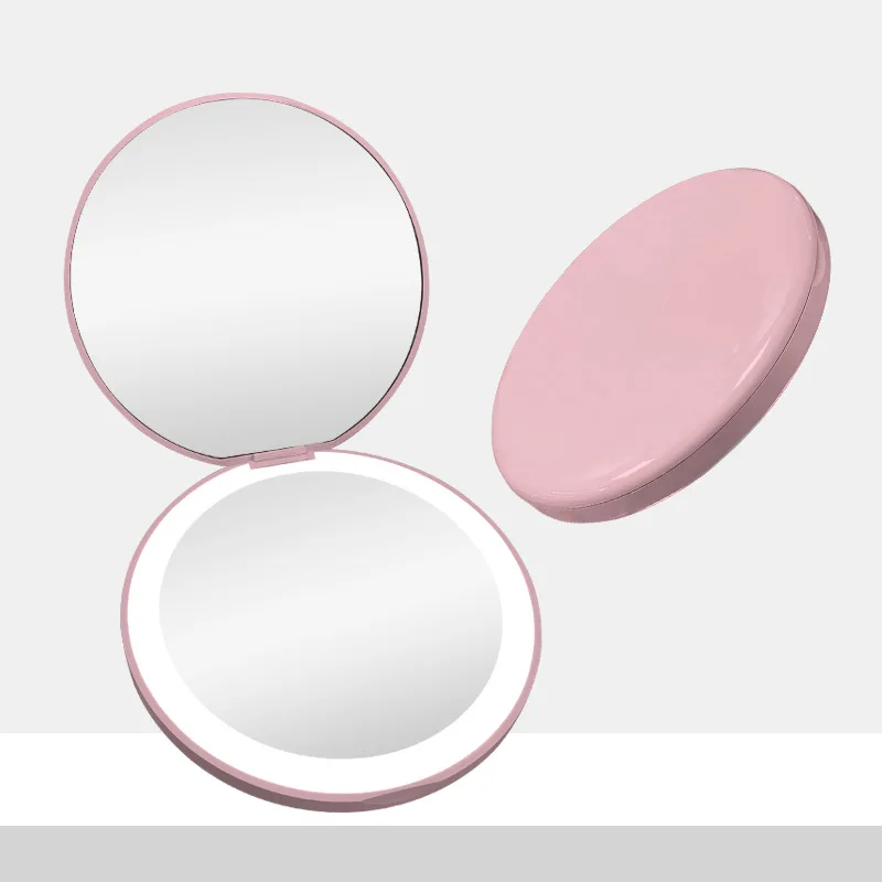 

Rechargeable LED Portable Handheld Makeup Mirror Mini Mirror with Light for Girls' Makeup