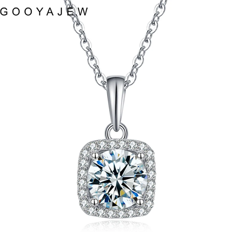 

GOOYAJEW 1ct 6.5mm D Moissanite Pendant 925 Sterling Silver Necklace New S925 Diamond Test Passed Jewelry Women Gift 849