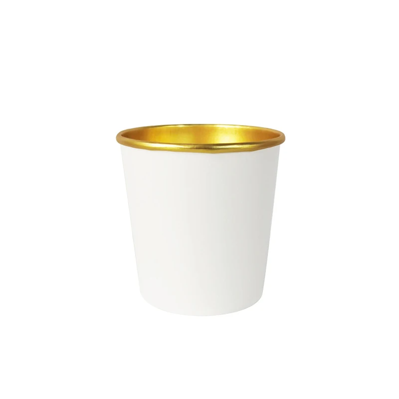 

Factory Supplier Gold Foil White Paper Bowl Restaurant Containers Soup Cup Rice Noodle Takeaway Box