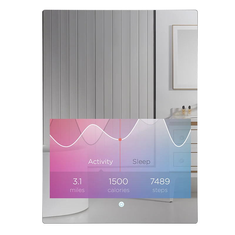 

Digital signage 21.5 inch screen bathroom smart mirror with wifi weather report clock alarm anti fog