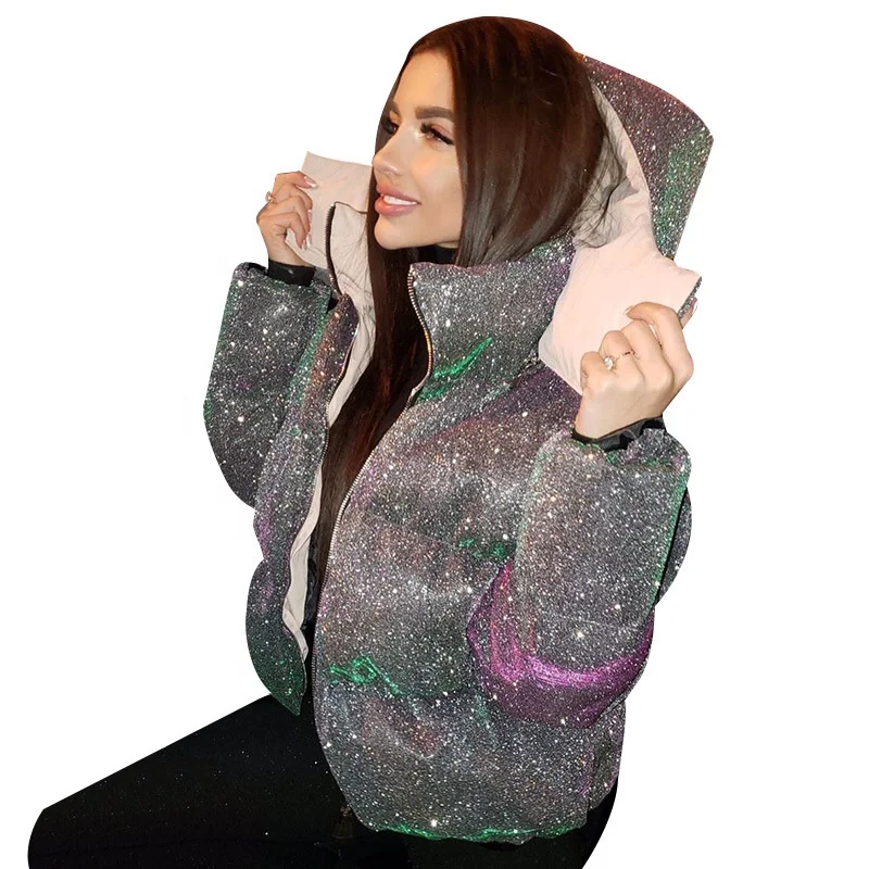 

Wholesale Winter Hooded Puffer Coat For Women Reflective Bubble Coat