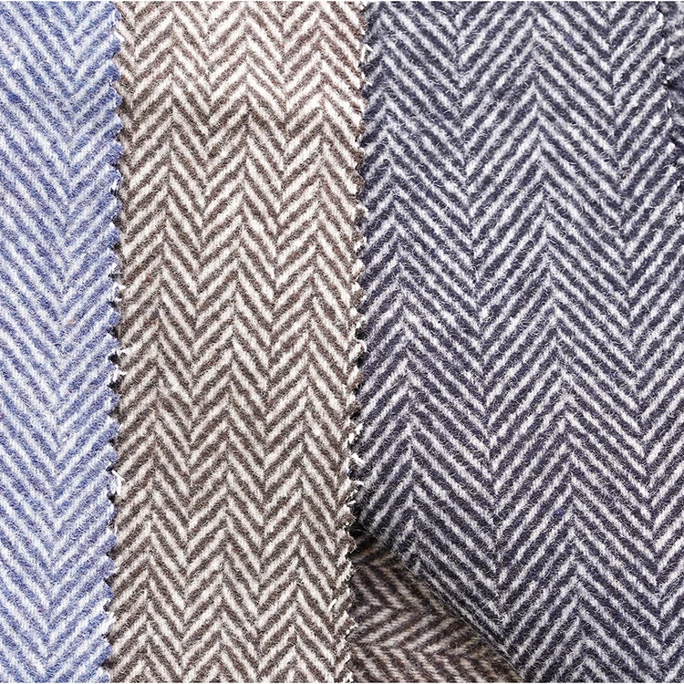 
Double-sided wool herringbone fabric for overcoat 