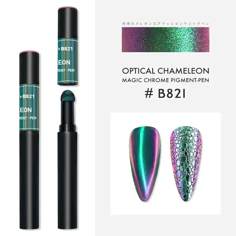 

Holographic Gold Nail Powder 17 Colors Mirror and Bubble Effect Chrome Nail Powder Chrome Nail Powder Pen