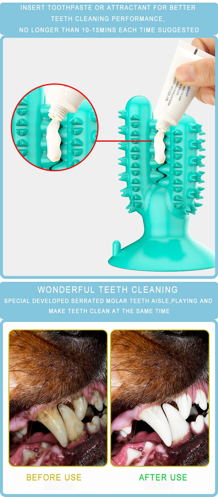Dog Chew Toothbrush Dog Teeth Cleaning Toy Natural Dental Care Cleaning Stick With Suction Cup