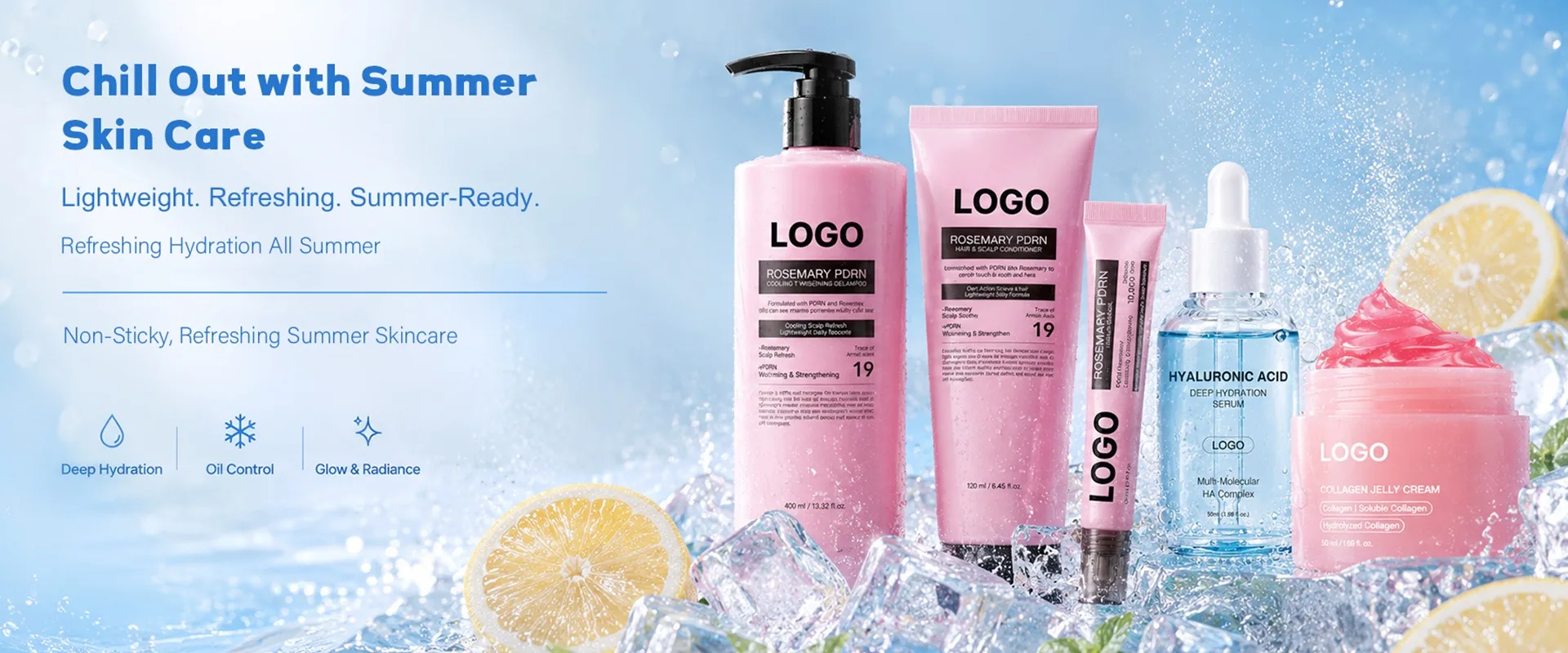 Private label skincare products with logo-ready packaging
