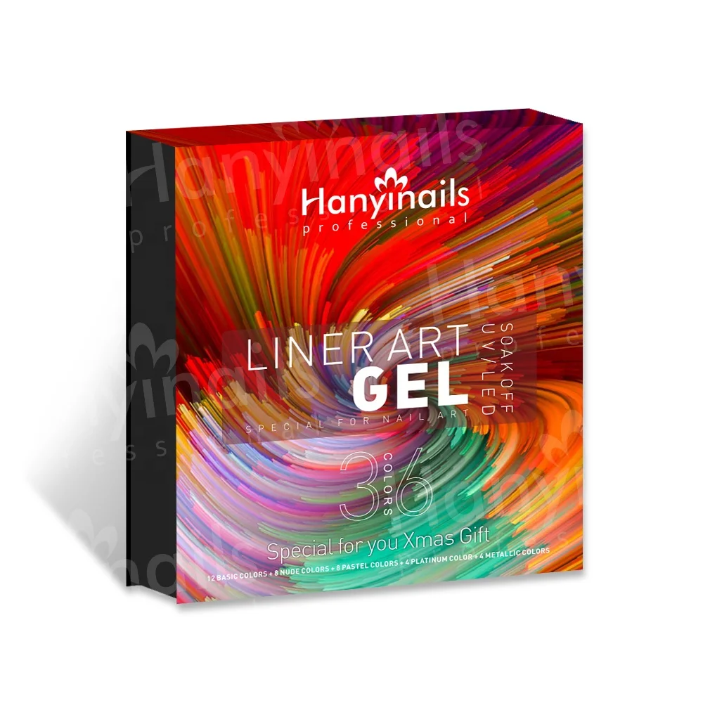 

Hanyinails 2021 New Arrival Design Artist 36 Colors Painting Global Fashion Nails Polish Gel Liner Nail Art Set art line gel, 36colors/set