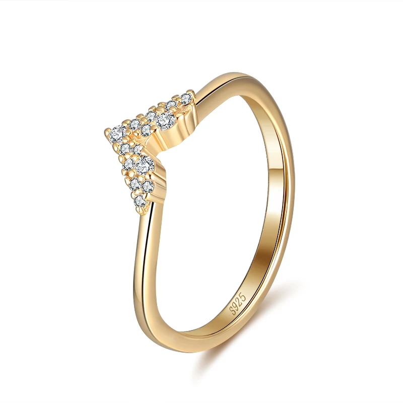 

RINNTIN SR214 New Design Real 925 Sterling Silver Gold Plated Rings