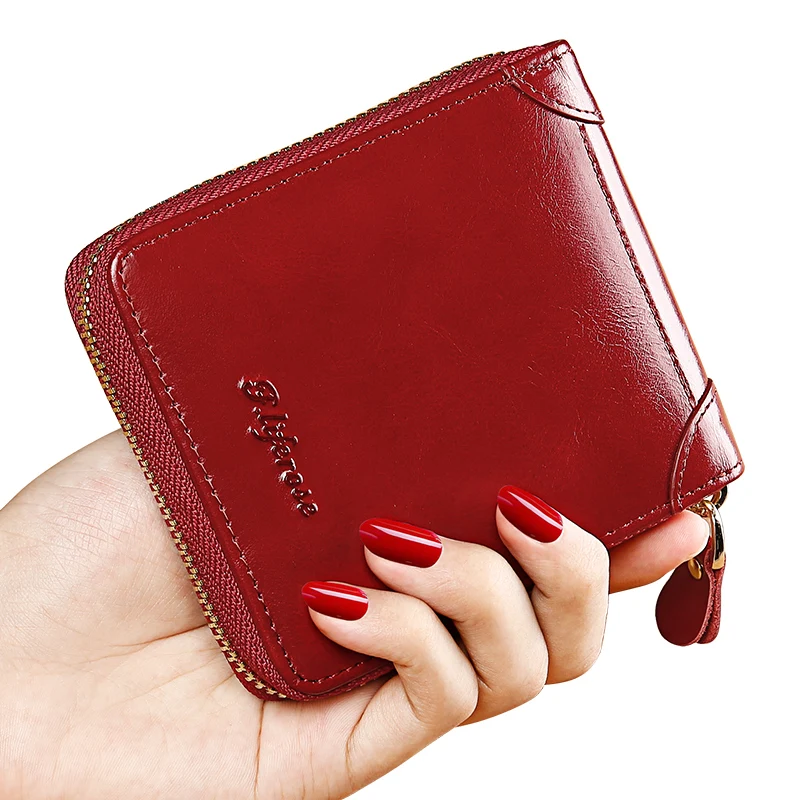 

2021 New Slim Leather Wallets Luxury Brand Ladies Clutch Purse RFID Blocking Card Holder, Black/brown/blue/purple/wine