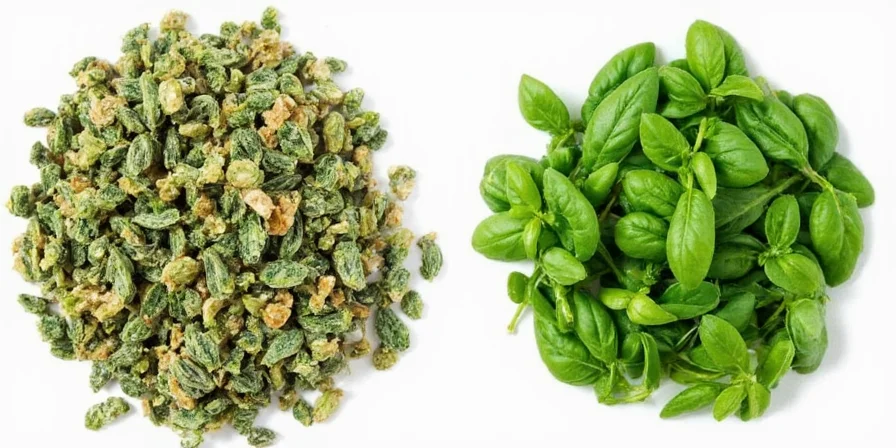 Pesto being made with basil