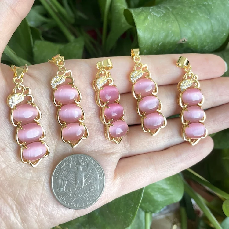 

High Quality Pink Opal Natural Jade ladies jewelry Lucky Pendant