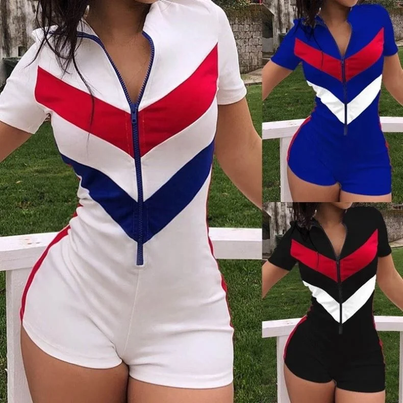 

Newest Design Tight Sportswear Summer women's casual jumpsuit patchwork 3xl plus size jumpsuits women 2021, As picture or customized make