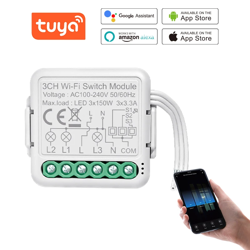 

WiFi Schalter Modul 1/2/3/ 4gang/Weg 110V-240V Tuya/Smart Dinge Hub Wireless Licht schalter Relais Kompatibel Alexa