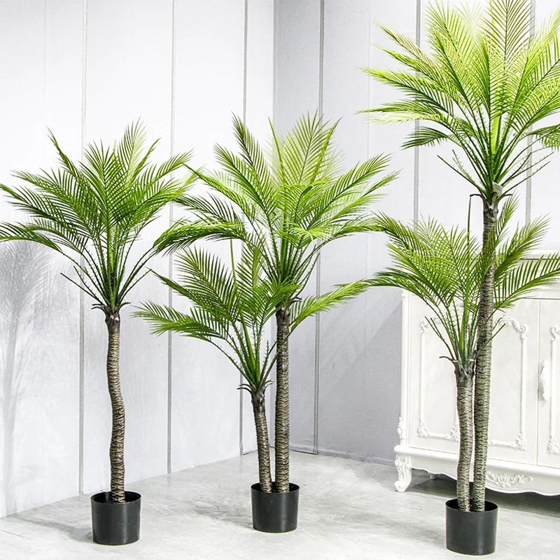 

Plastic artificial plan Palm Tree Artificial Tree Anti Ultraviolet Fiberglass Luxury Space Decor Technology Customized Art Style