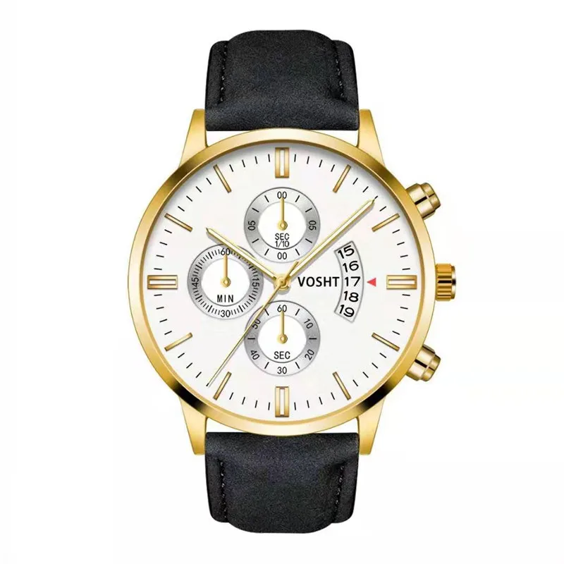 WJ-8725 reloj de hombres Fashion Cheap Leather Man Watch Luxury Gold Case Wrist Watches Men