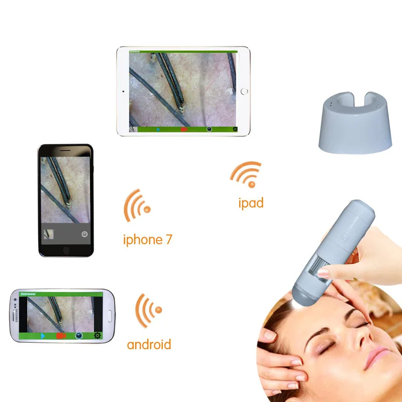 

Handheld wireless wifi microscope skin moisture and hair analyzer machine facial skin analyzer