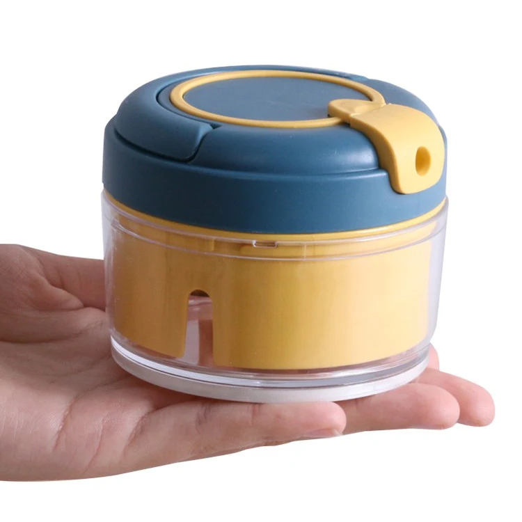 

New Design Kitchen Accessory Plastic Vegetable Garlic Slicer Hand Pull Mini Food Chopper Manual Speedy Chopper, Blue