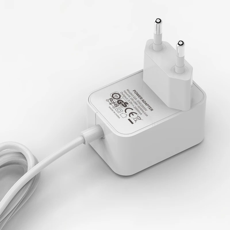 
5V 2A power adapter European standards CE GS RoHS certification EU 10W high quality fireproof material universal DC adapter 