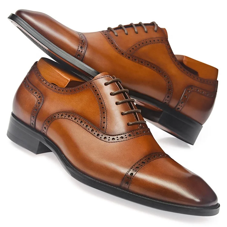 

Italian Brand Designclassic brown genuine leather men oxfords shoes