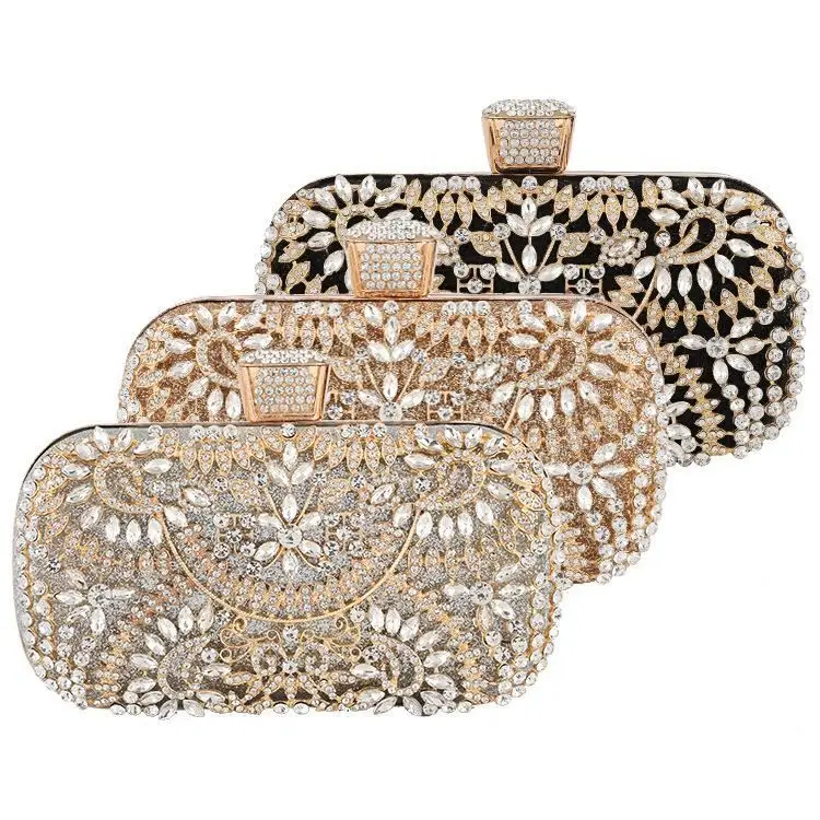 

2020 New Elegant Women Beaded Crystal Clutch Rhinestone Evening Bags Wedding Bridal Party Bag