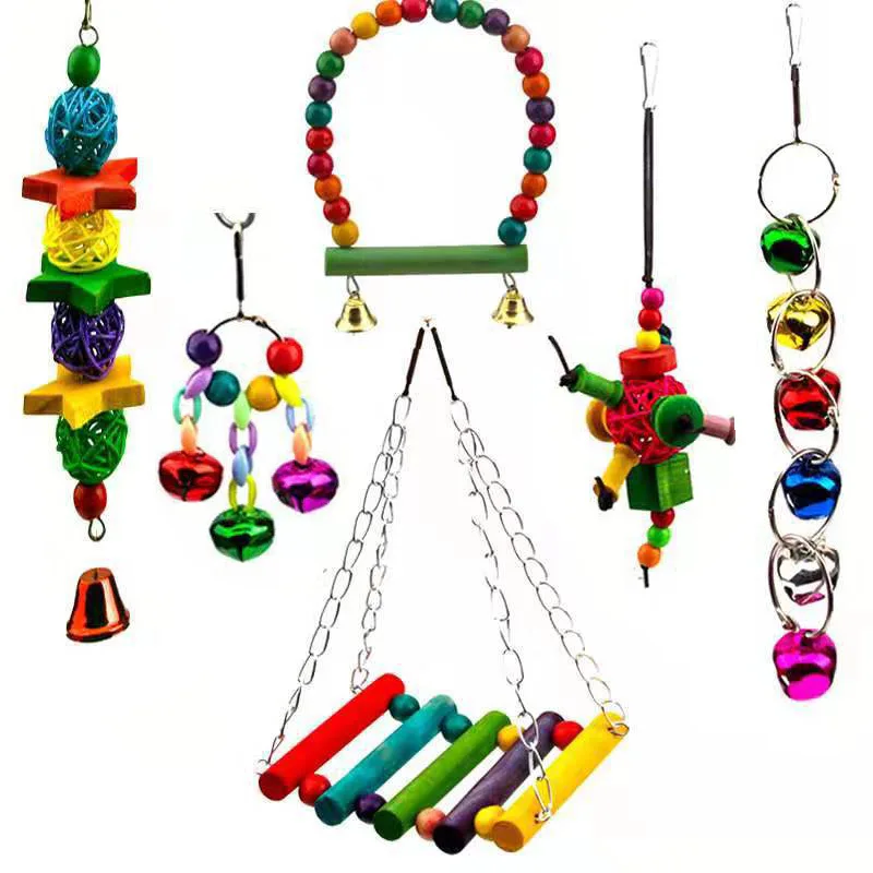 

6 Pieces Parrot Set Toy Small And Medium Parrot Toy Supplies Variety Of Styles Bird Toy, Photo color