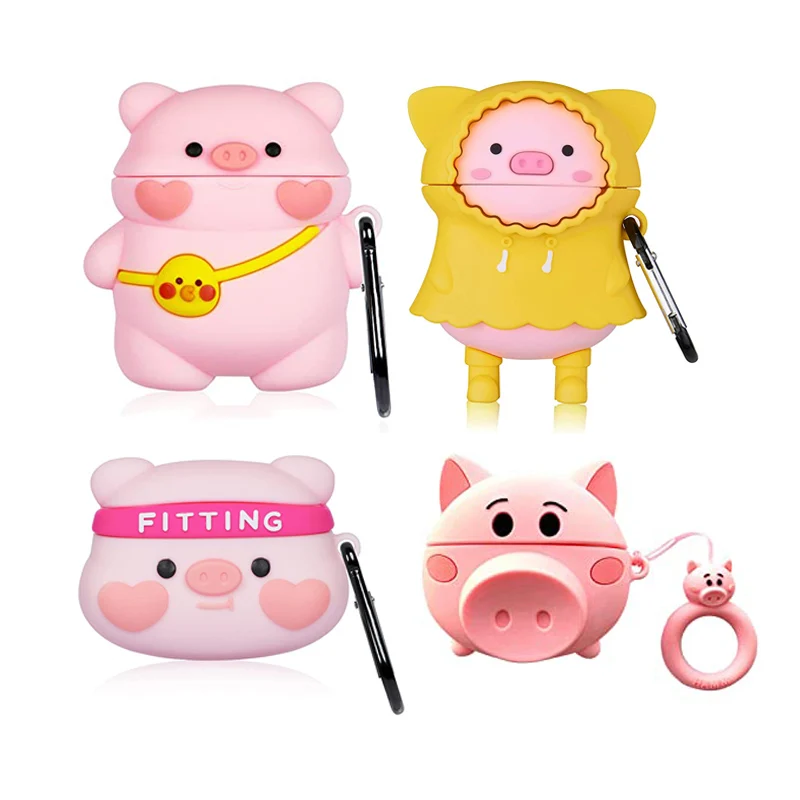 

Soft Silicone Case Cover Wireless Earphone Holder 3D Custom Designer Pig Cute Cases for Airpod 2 for Apple AirPods 1 2 Pro