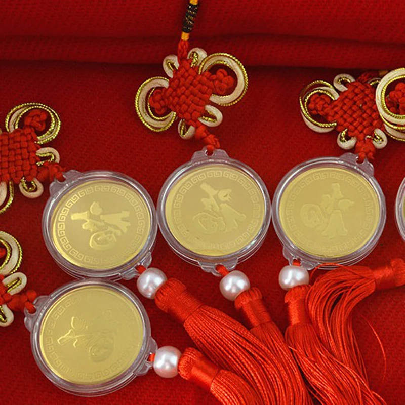 

4Styles Gold Lucky 2021 Year of Ox Chinese Commemorative Souvenir Gift Pendant Decor