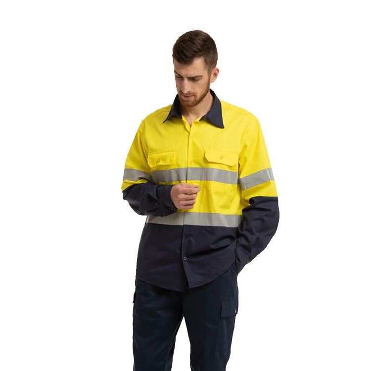 High Visibility 100 Cotton Drill Yellow / Navy Coal Mining