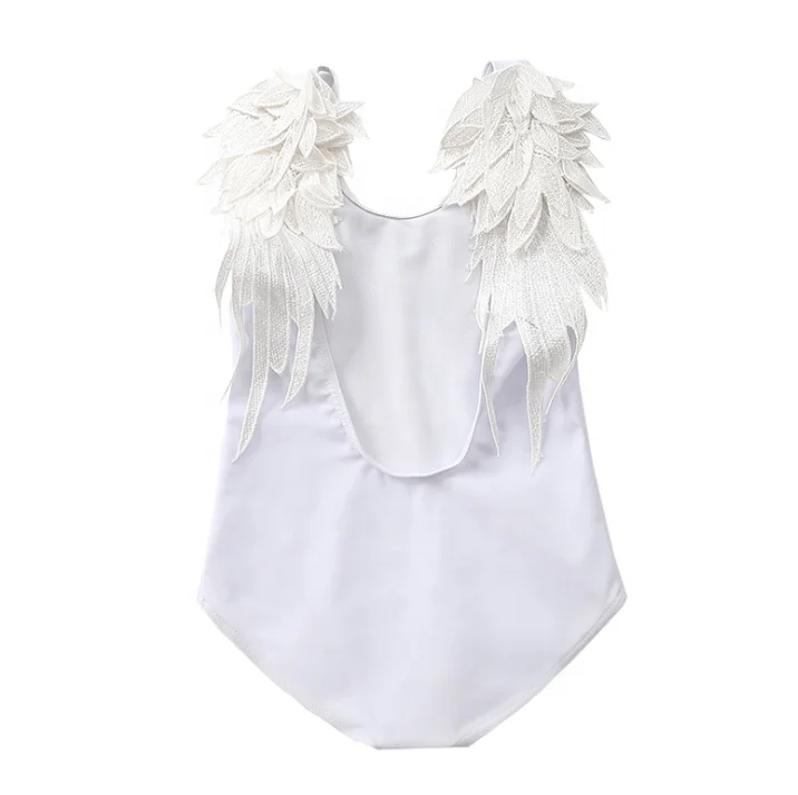 

2020 New swimwear kids angel wings swimwear one piece pure color baby girls' swimwear, Picture shown