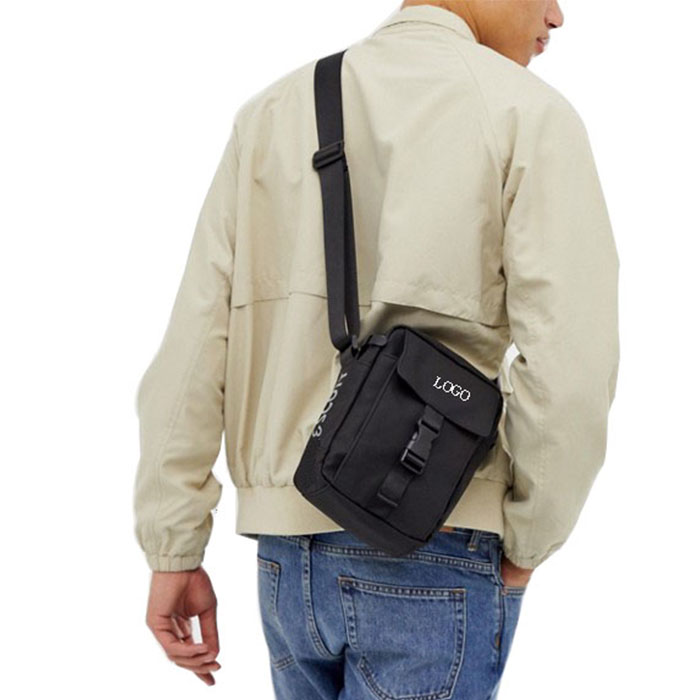 

High Quality Custom Logo Mini Messenger Crossbody Shoulder Bag Men, Black