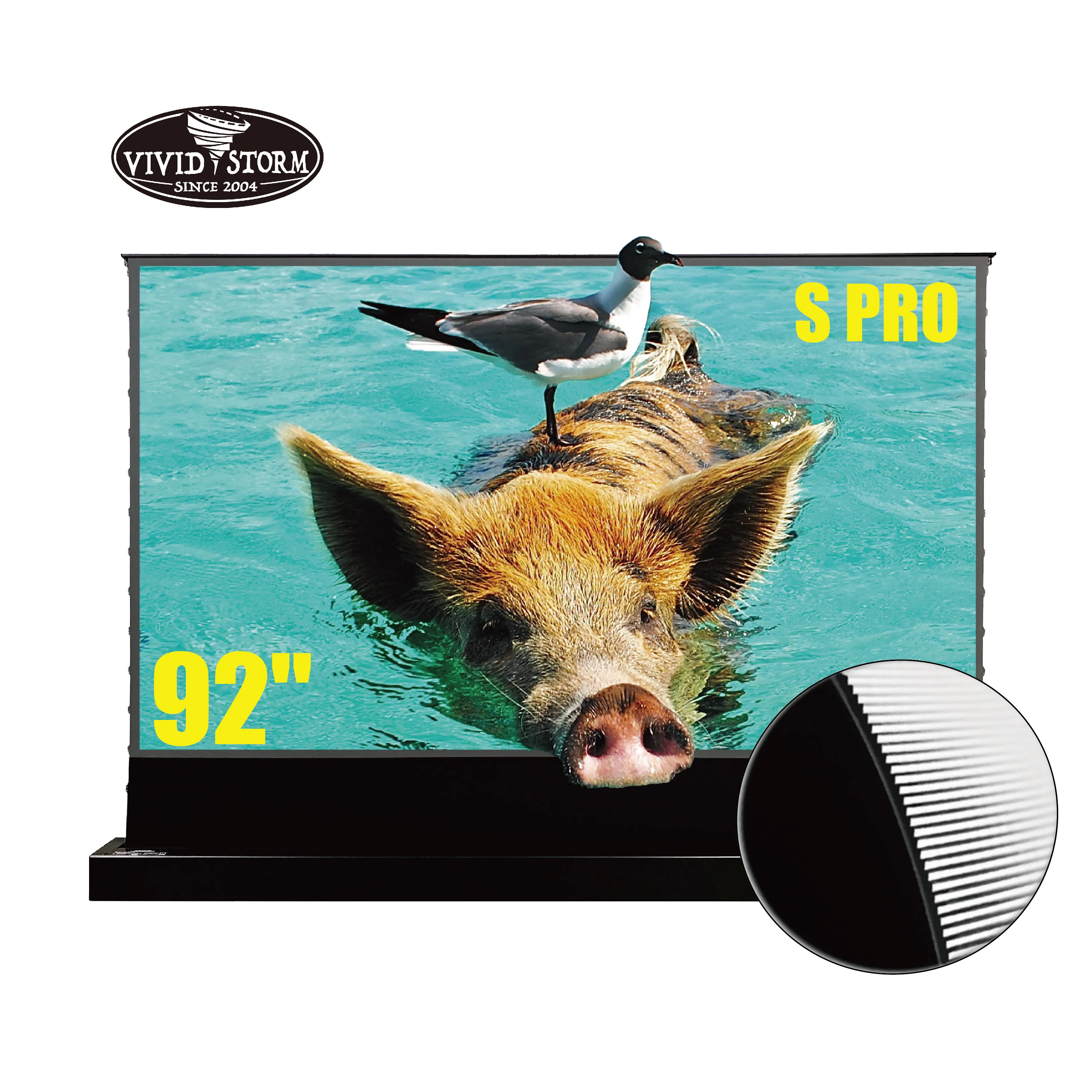 

VIVIDSTORM S PRO 92 inch portable UST electric ambient light rejecting fabric Ultra short throw rollable projector screen