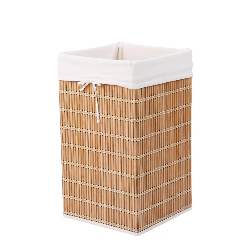 

Natural Foldable Bamboo Clothes Washing Stackable 2020 Storage Basket Laundry, Bamboo color+raw white