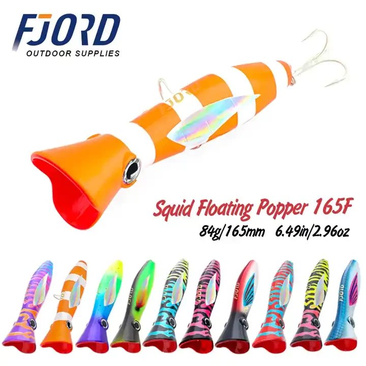

FJORD New Coming Squid Popper 82g 165mm Top Water Popper Lure Saltwater Fishing Lure Floating
