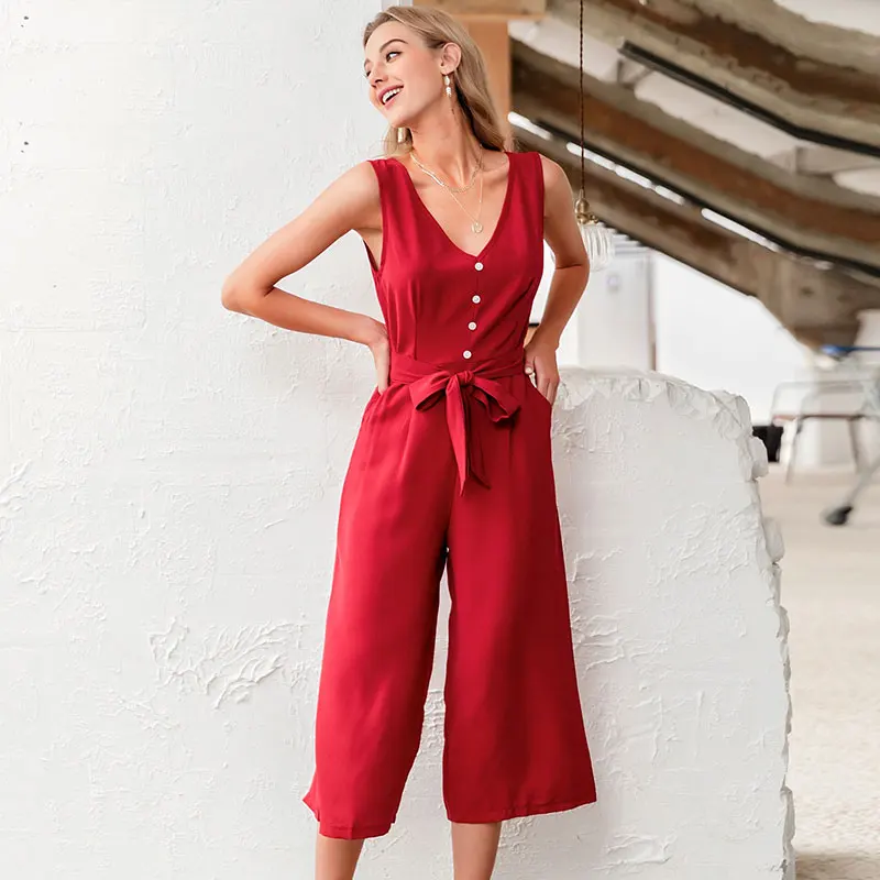 

Vest v-neck jumpsuit romper women Elegant bow tie office ladies jumpsuit overall