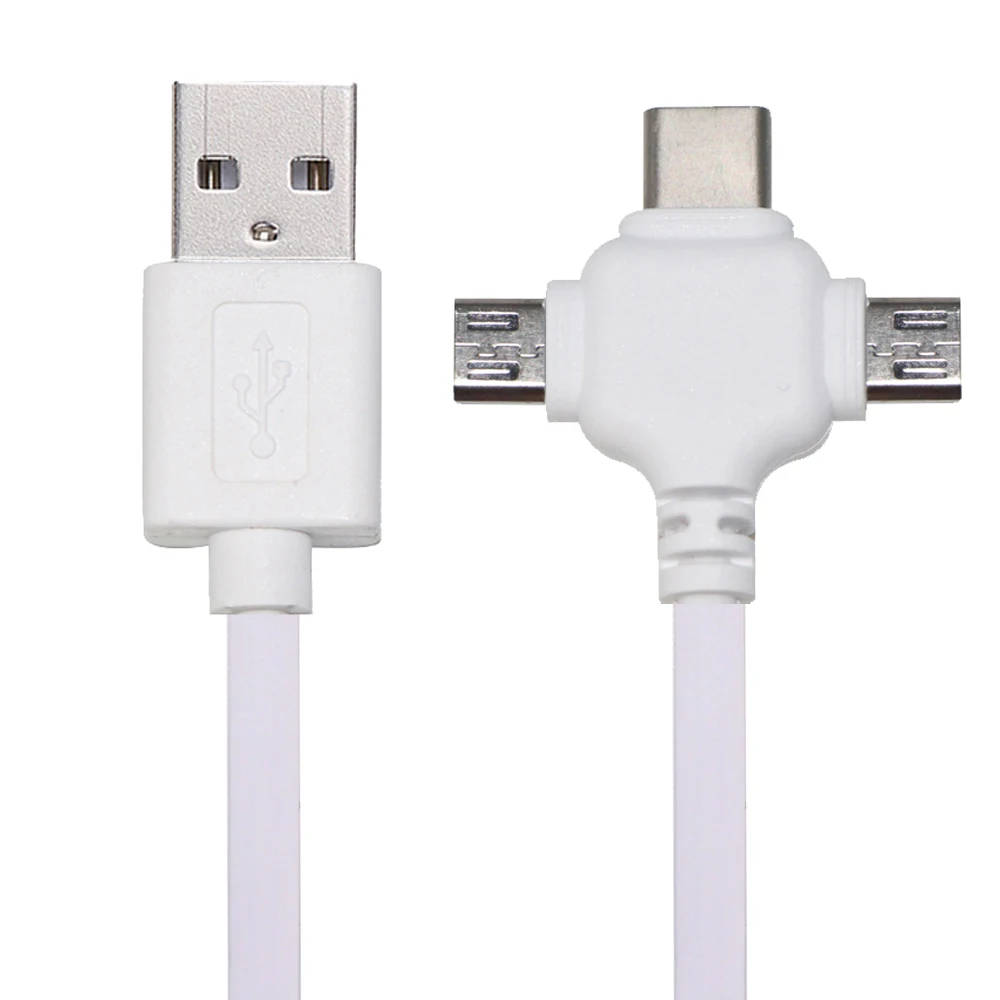 

30cm White 3 in 1 short micro USB Charging Data Sync cable, Black;white