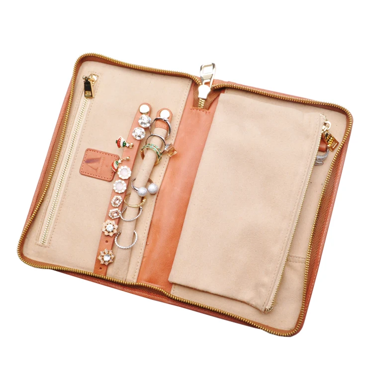 

Customized high-end genuine leather jewelry box Travel Jewelry box