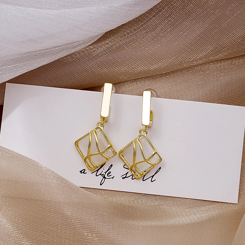 

fashion trendy square entangled drop wholesale earrings opal earring