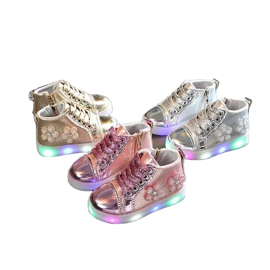 

top quality children girl kid led light sports shoes