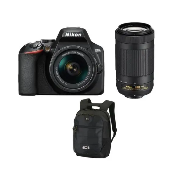

NIKON D3500 KIT AF-P 18-55mm F3.5-5.6G VR DX Lens + AF-P DX 70-300MM F4.5-6.3G ED VR DX Lens + Backpack Black
