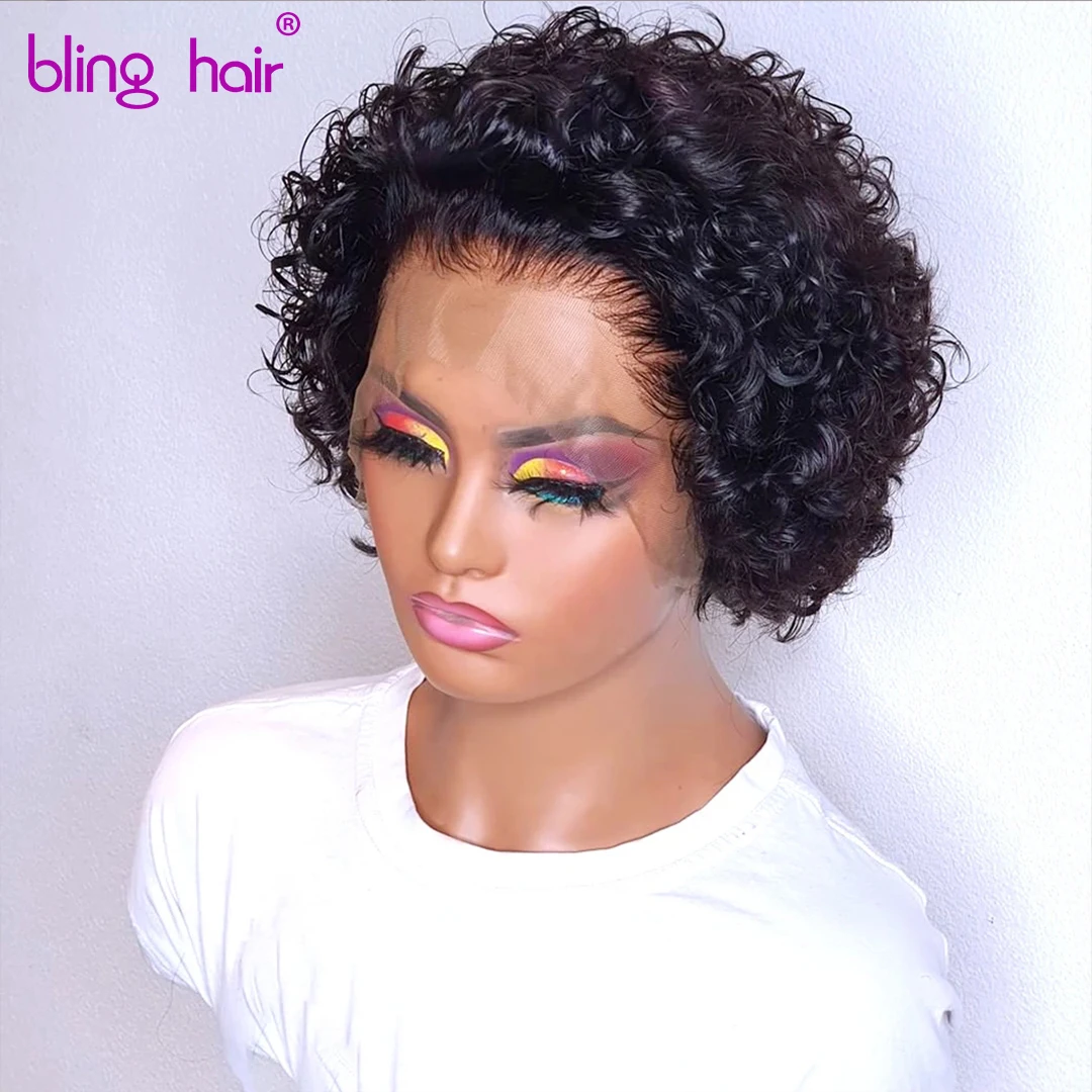 

Perruque Pixie Cut Wig Human Hair Curly Bob Short Pixie Cut Lace Wig Bleached Knots Lace Frontal 13x1 Pixie Wig With Baby Hair