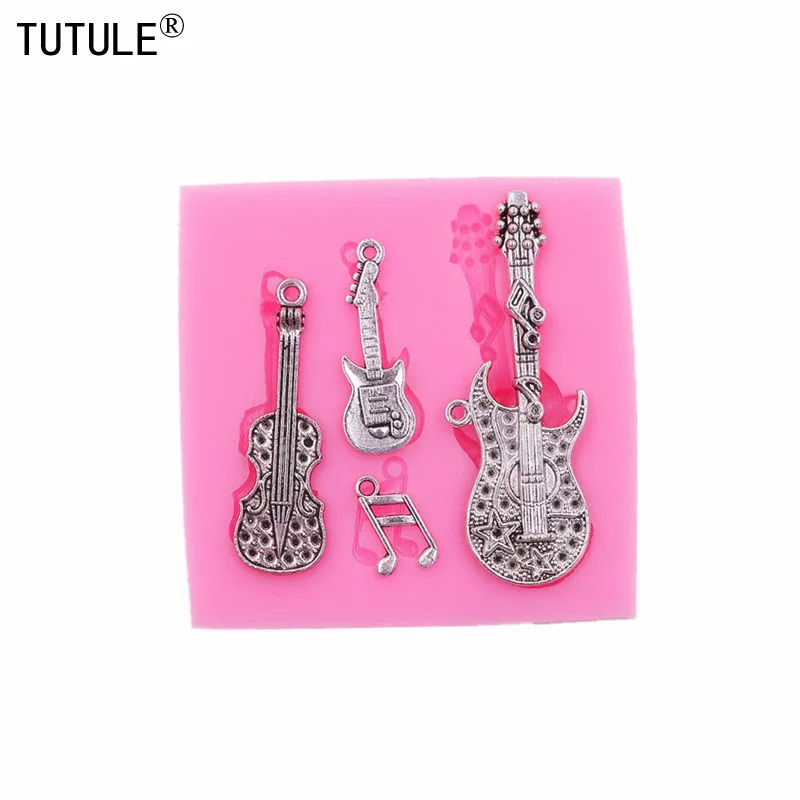 

Notes Guitar Elastic Mold Resin Clay Candy Chocolate Baking Bakery Bakery Chocolate Biscuits DIY Handmade Kitchen Baking Gadgets