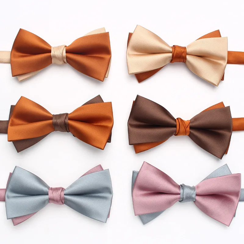 New Colorized Silk Mens Butterfly Bowties Pre-Tied Necklace Black Bow Tie for Men Wedding Party