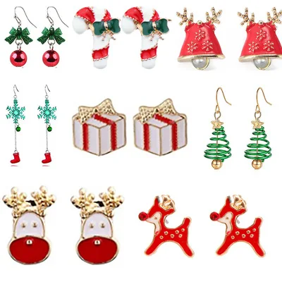 

Cut Red Christmas Sweet Elk Small Bell Earring Jewelry Gift Christmas Earring for Women Girls, Picture shows
