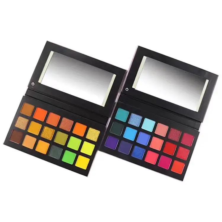 

High pigment 18 colors vegan eyeshadow palette label custom led palette cosmetics, Muliti-color