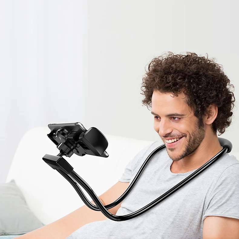 

Amazon Hot Selling Cell Tablet Holder Pad Stand Phone Stand Lazy Worm Hanging Neck Mobile Stand Holder, Black